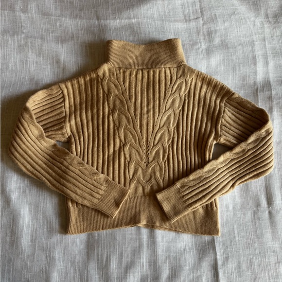 Zara Ribbed Cowl Neck Sweater - Camel - Picture 4 of 5